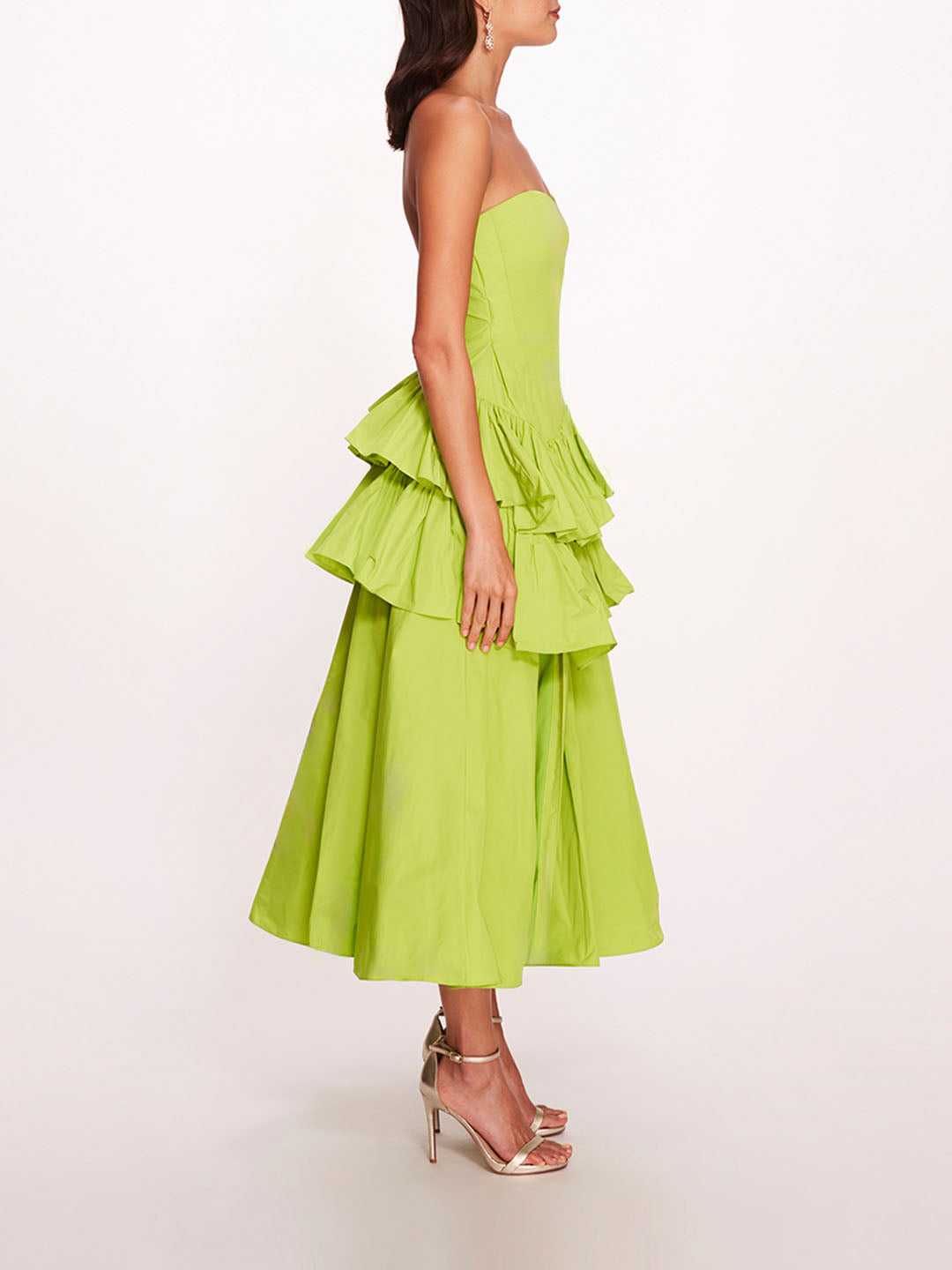 Taffeta Tiered Midi Dress | Marchesa