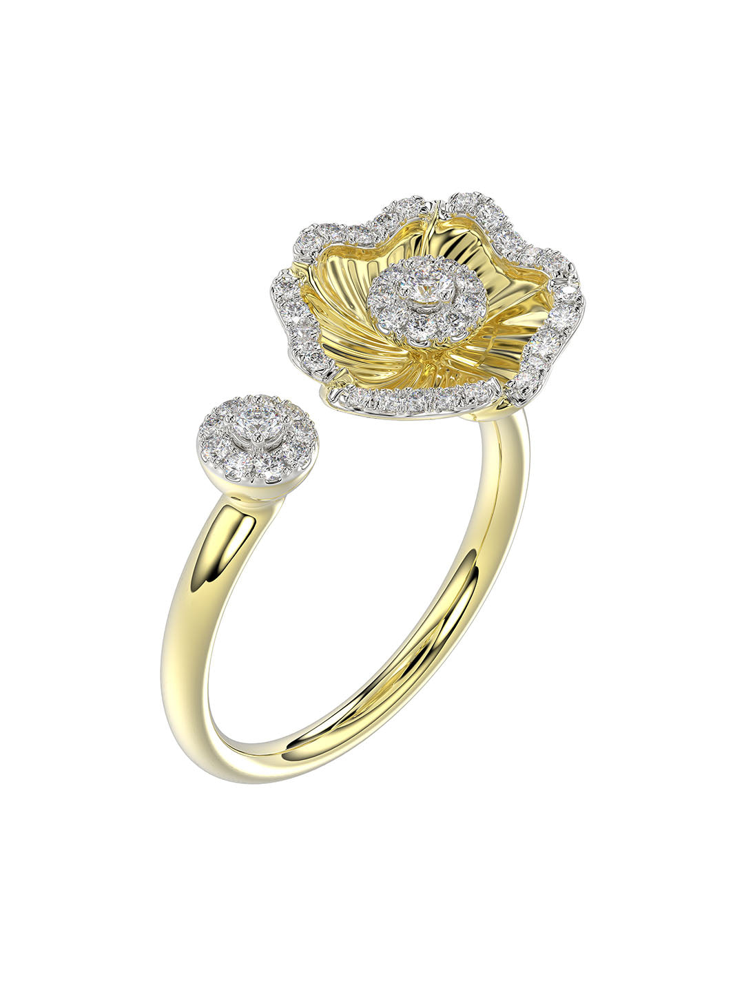 Halo Flower Yellow Gold Ring | Marchesa
