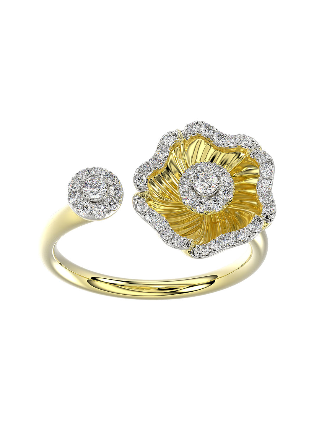 Halo Flower Yellow Gold Ring | Marchesa
