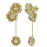 Halo Flower Yellow Gold Drop Earrings | Marchesa