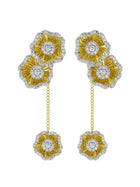 Halo Flower Yellow Gold Drop Earrings | Marchesa