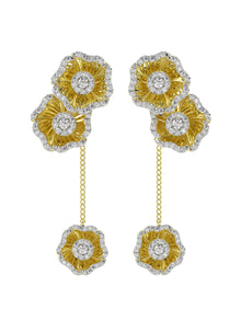 Halo Flower Yellow Gold Drop Earrings | Marchesa