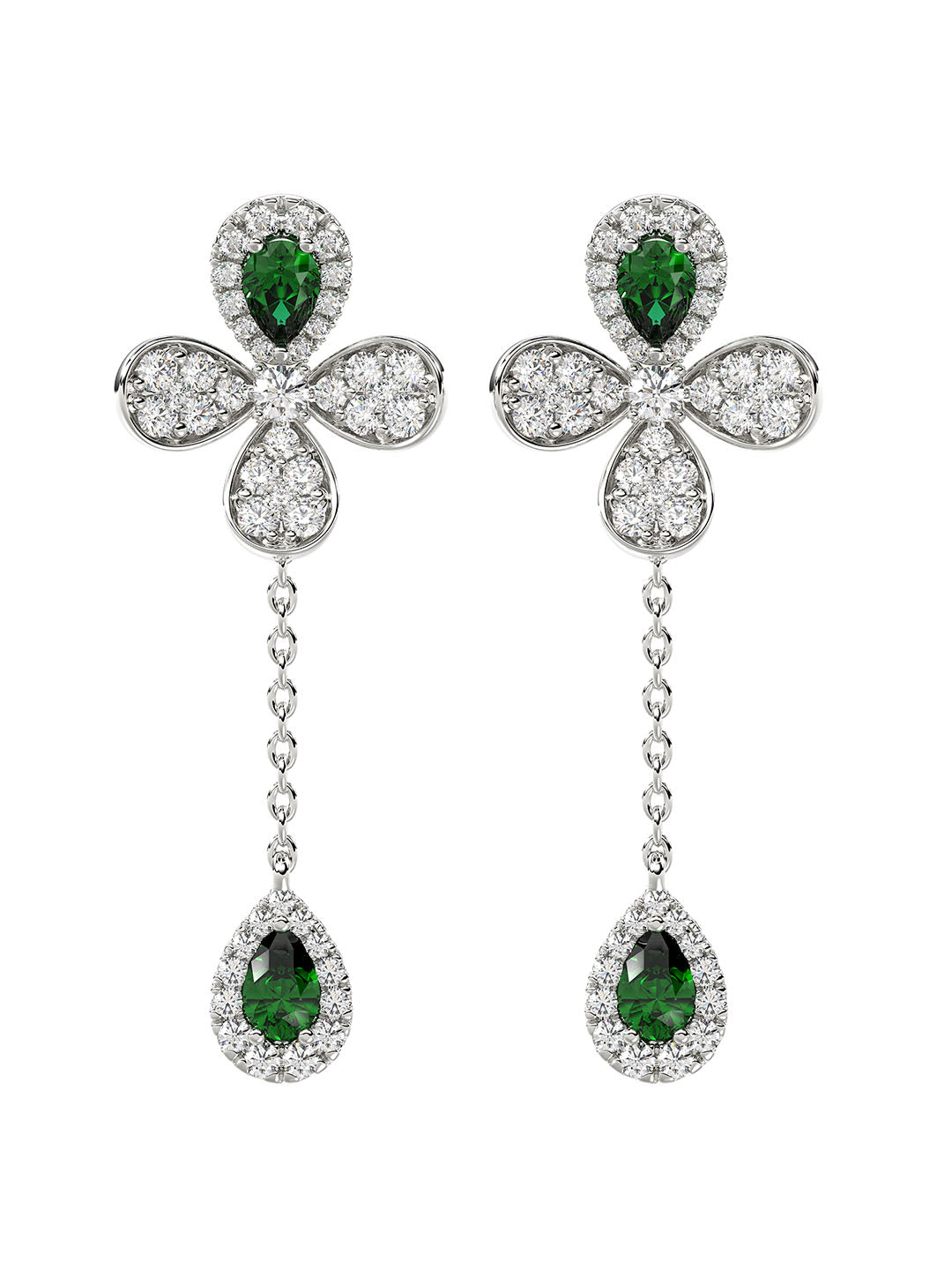 Floral White Gold Drop Earrings | Marchesa