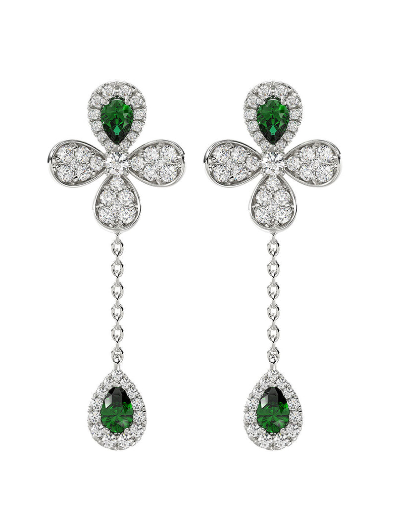 Floral White Gold Drop Earrings | Marchesa