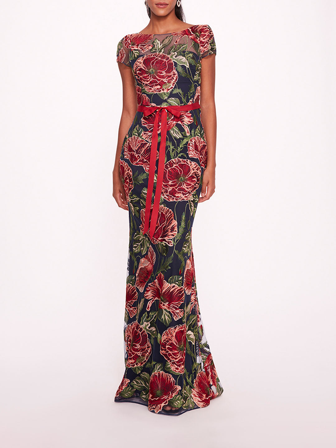 Embroidered Boat Neck Gown | Marchesa