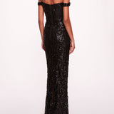 Off Shoulder Neckline Sequin Gown