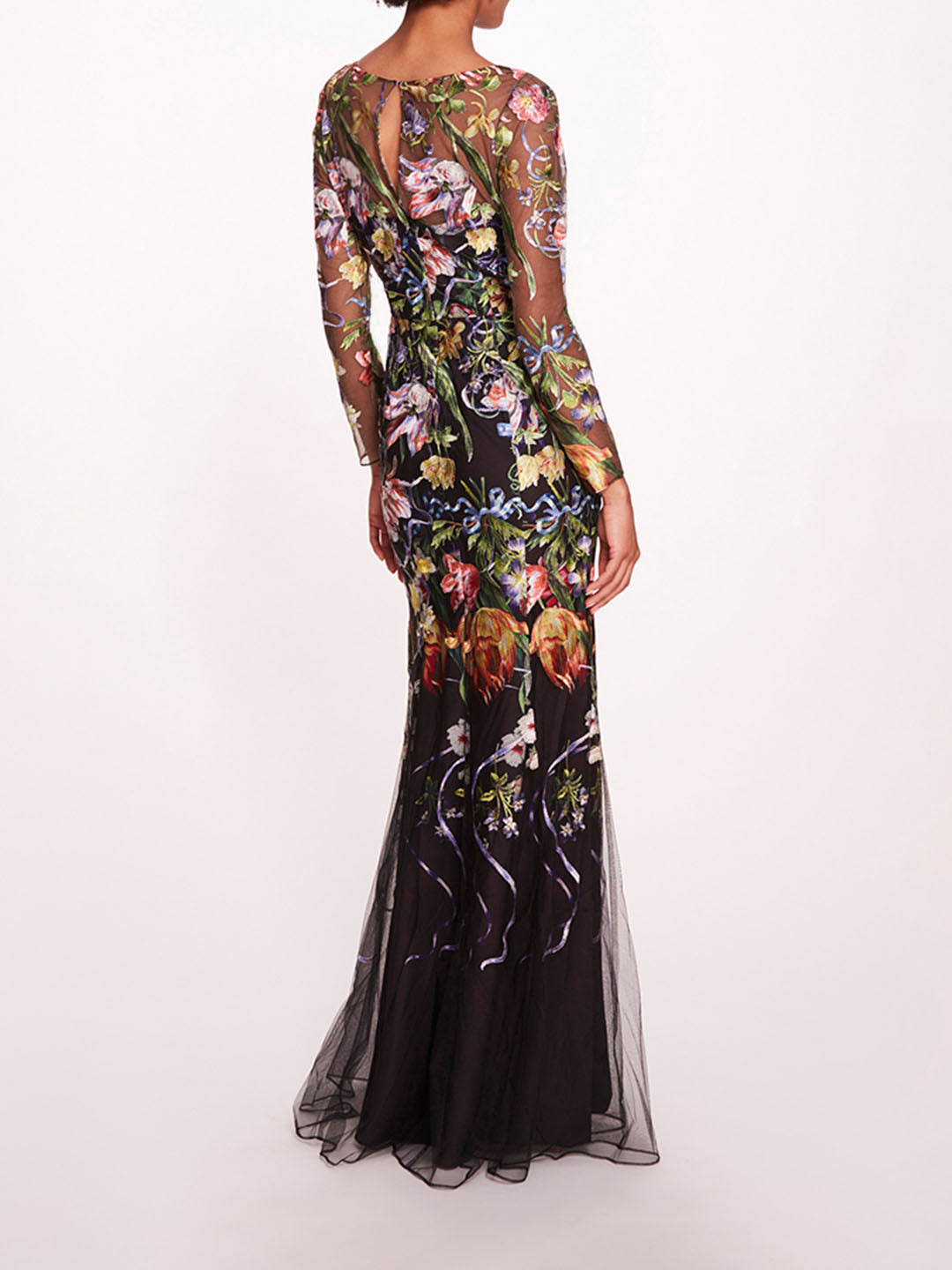 Ribbons Long Sleeve Gown | Marchesa