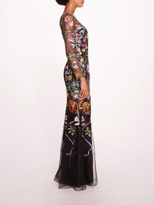 Ribbons Long Sleeve Gown