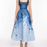 Floral Printed Mikado Midi Dress