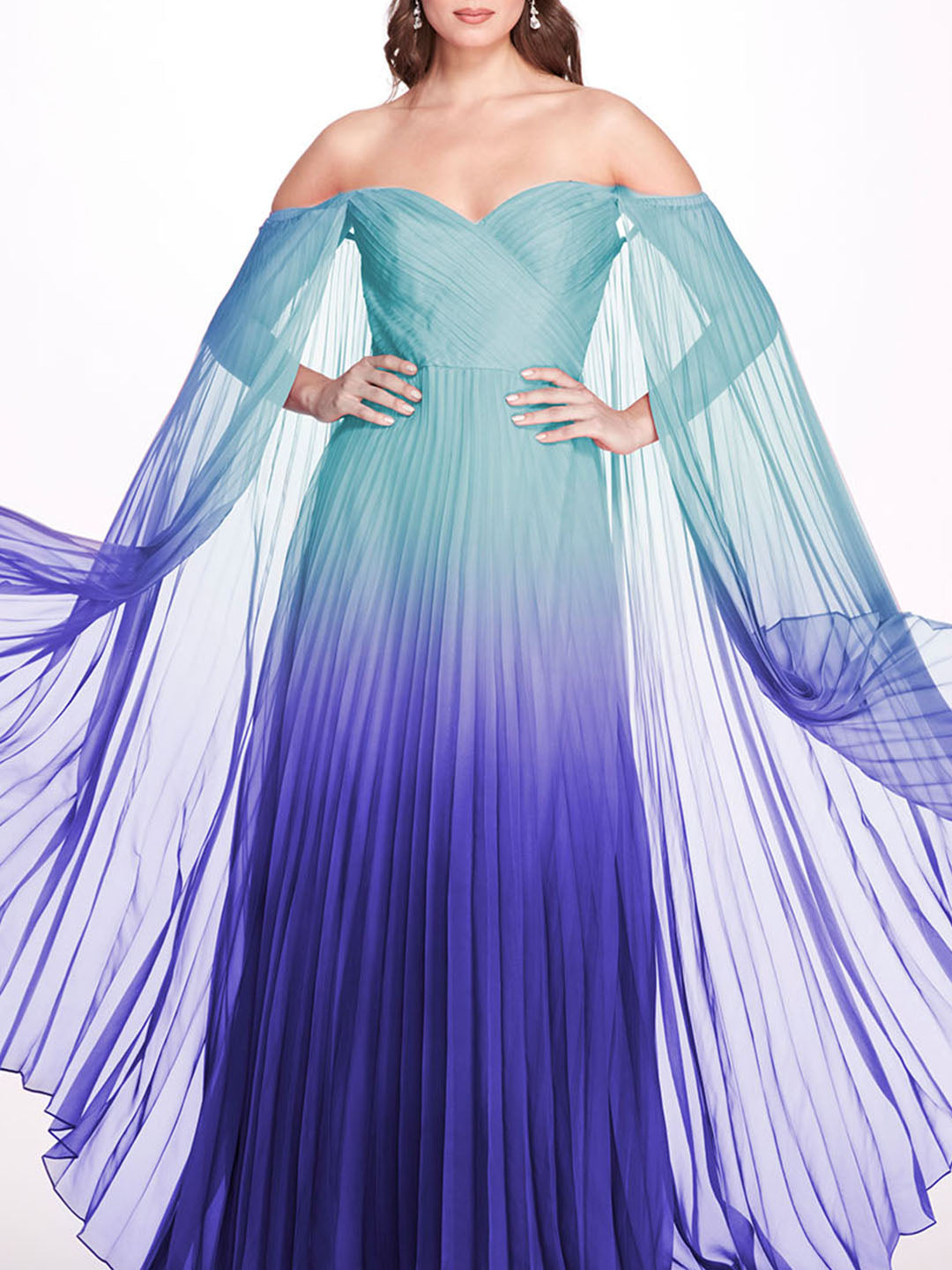 Ombre Chiffon Off Shoulder Gown | Marchesa