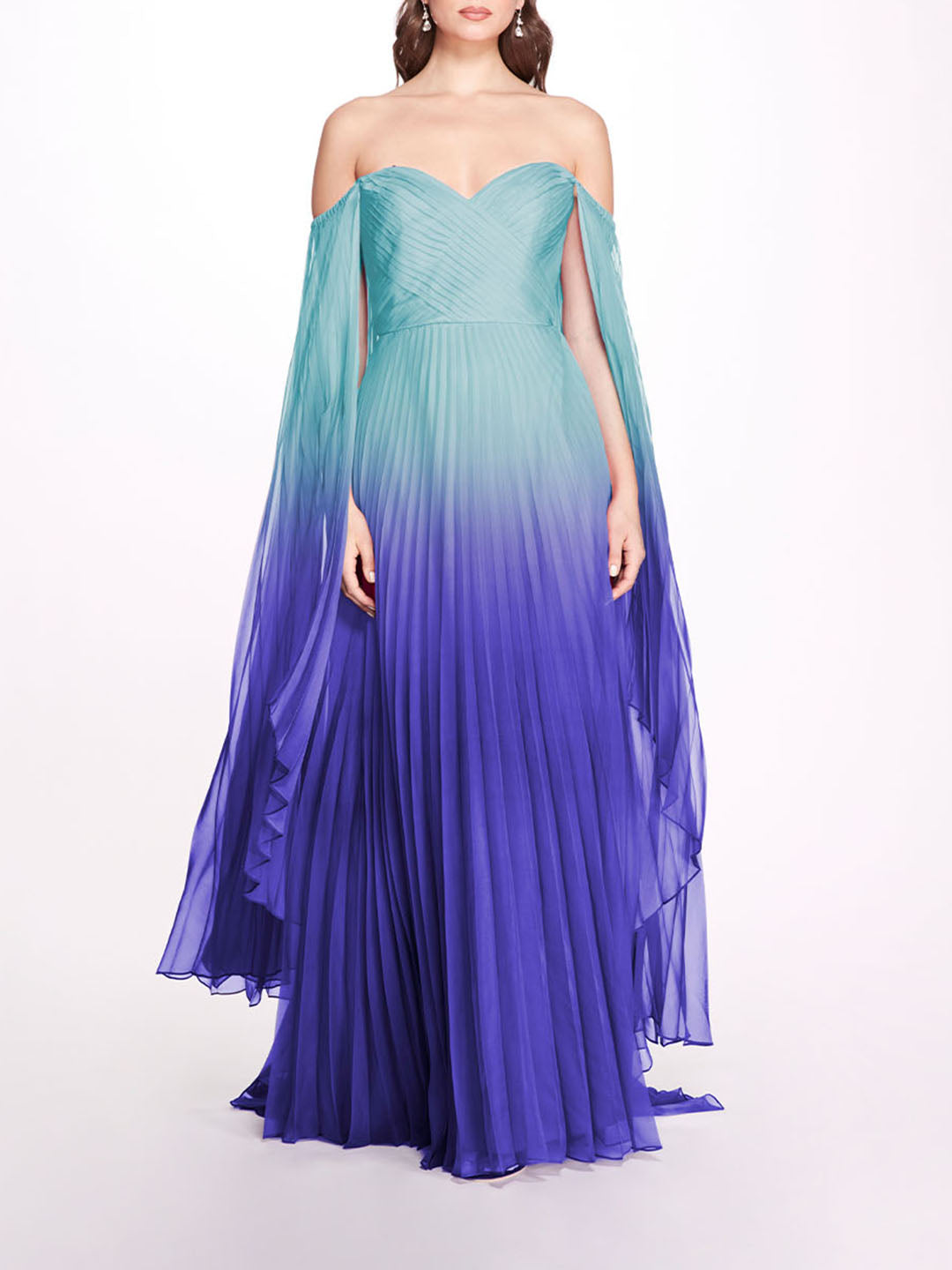 Ombre Chiffon Off Shoulder Gown | Marchesa