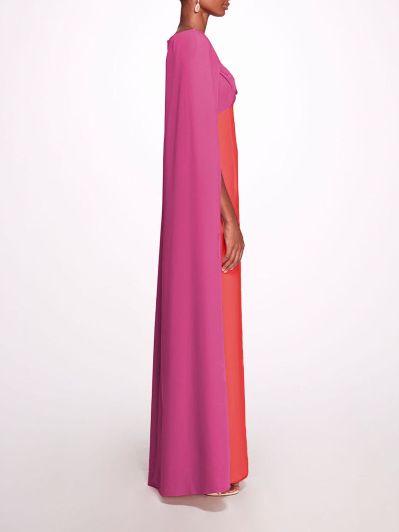 Two-Tone Sweetheart Cape Gown | Marchesa