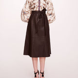 Faux Leather Poplin Midi Dress | Marchesa