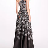 Embroidered Satin One Shoulder Gown | Marchesa