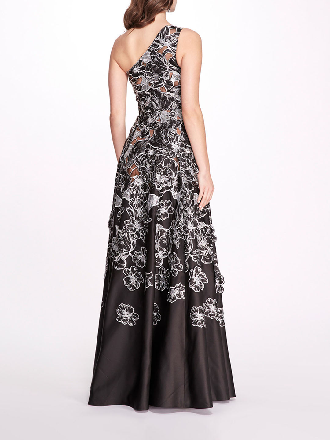 Embroidered Satin One Shoulder Gown | Marchesa