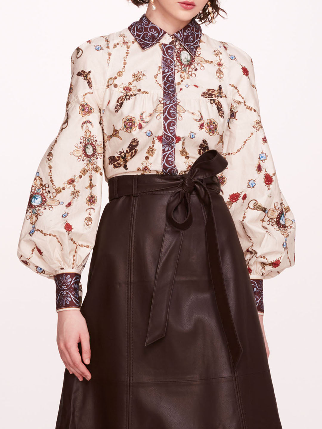 Faux Leather Poplin Midi Dress | Marchesa