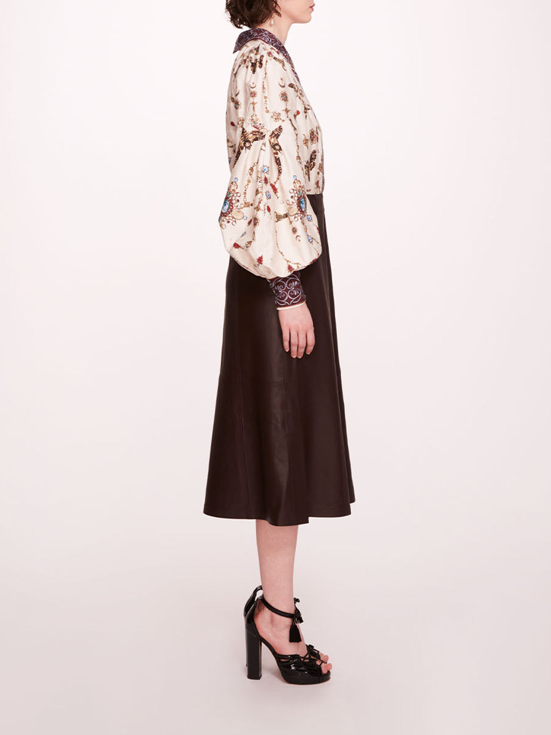 Faux Leather Poplin Midi Dress | Marchesa