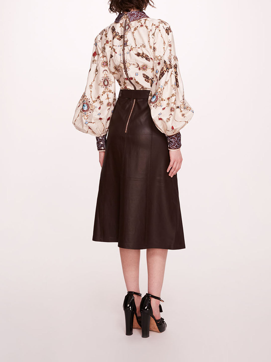 Faux Leather Poplin Midi Dress | Marchesa