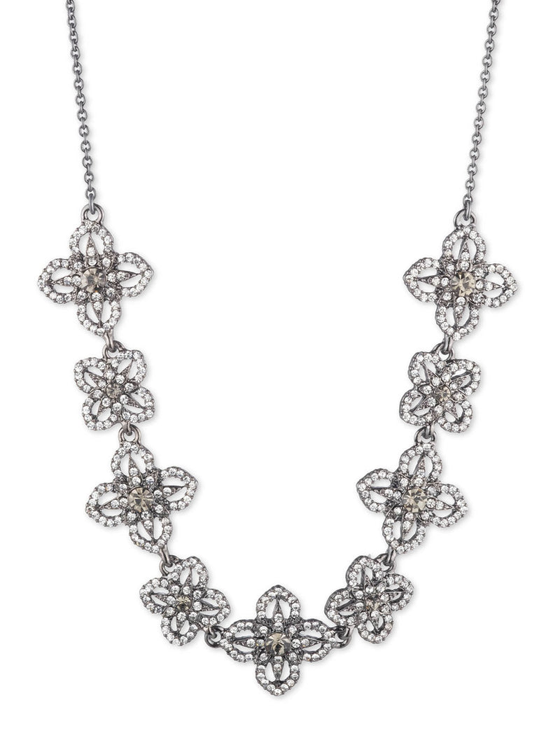 Black Lace Floral Necklace | Marchesa