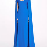 Off Shoulder Caped Column Gown | Marchesa