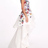 One Shoulder Floral Gown | Marchesa