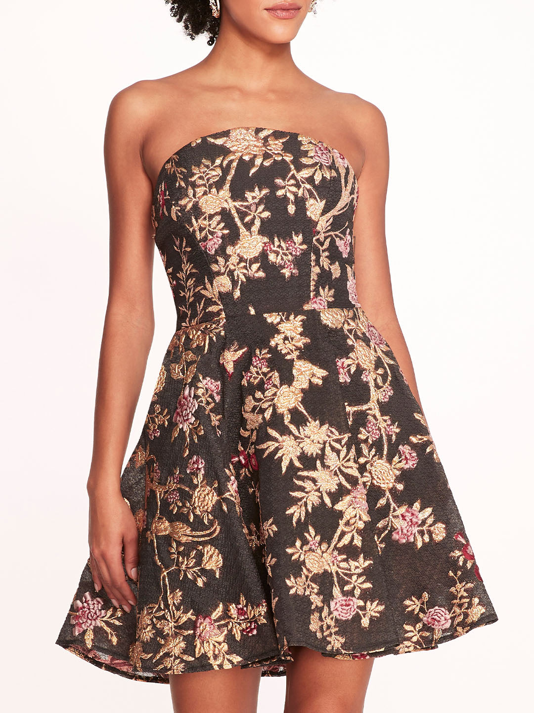 Strapless Gilded Mini Dress | Marchesa
