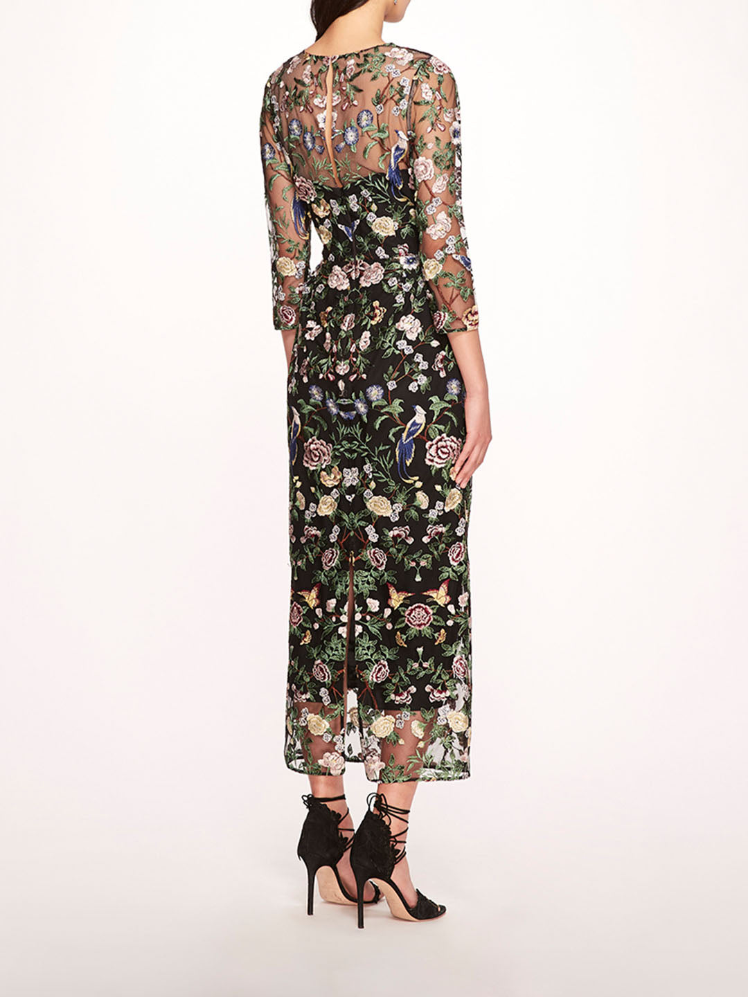 Long Botanical Embroidered Midi Dress | Marchesa