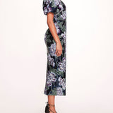 Bubble Sleeve Sequin Midi Dress | Marchesa