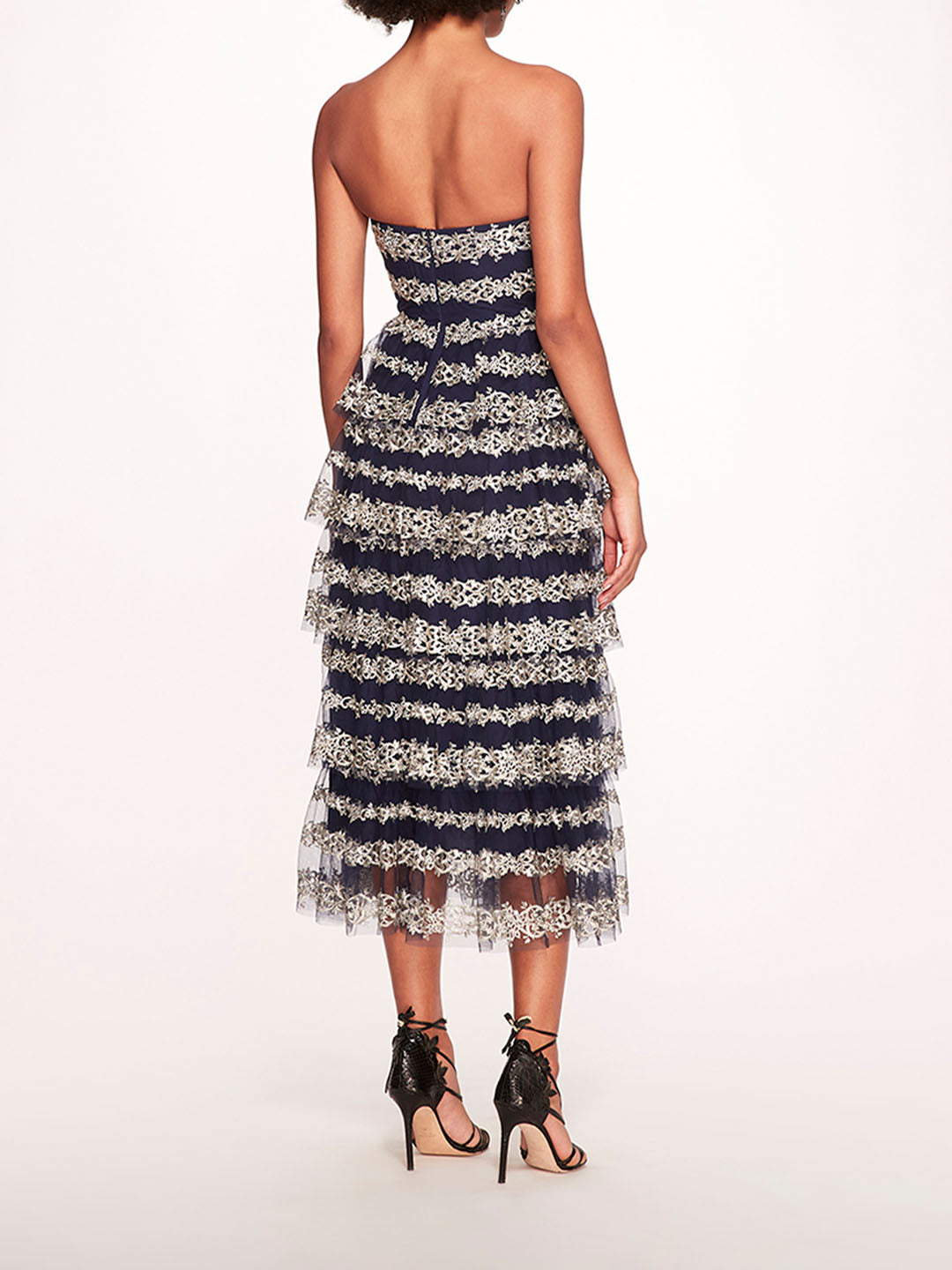 Metallic Filigree Midi Dress | Marchesa