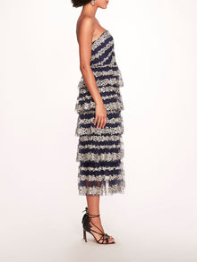 Metallic Filigree Midi Dress | Marchesa