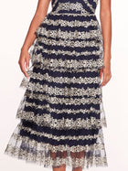 Metallic Filigree Midi Dress | Marchesa