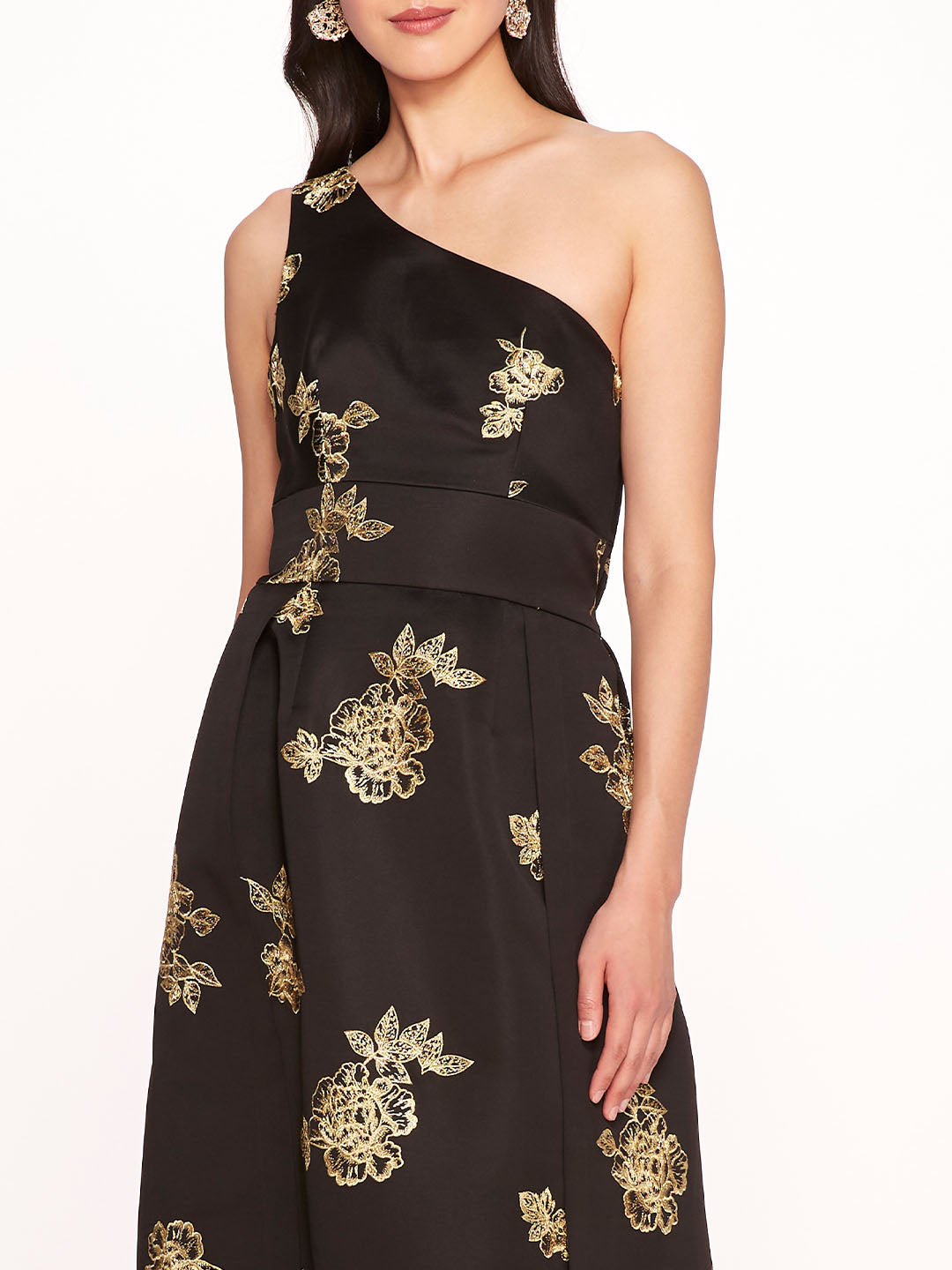 One Shoulder Marigold Ball Gown