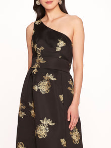 One Shoulder Marigold Ball Gown