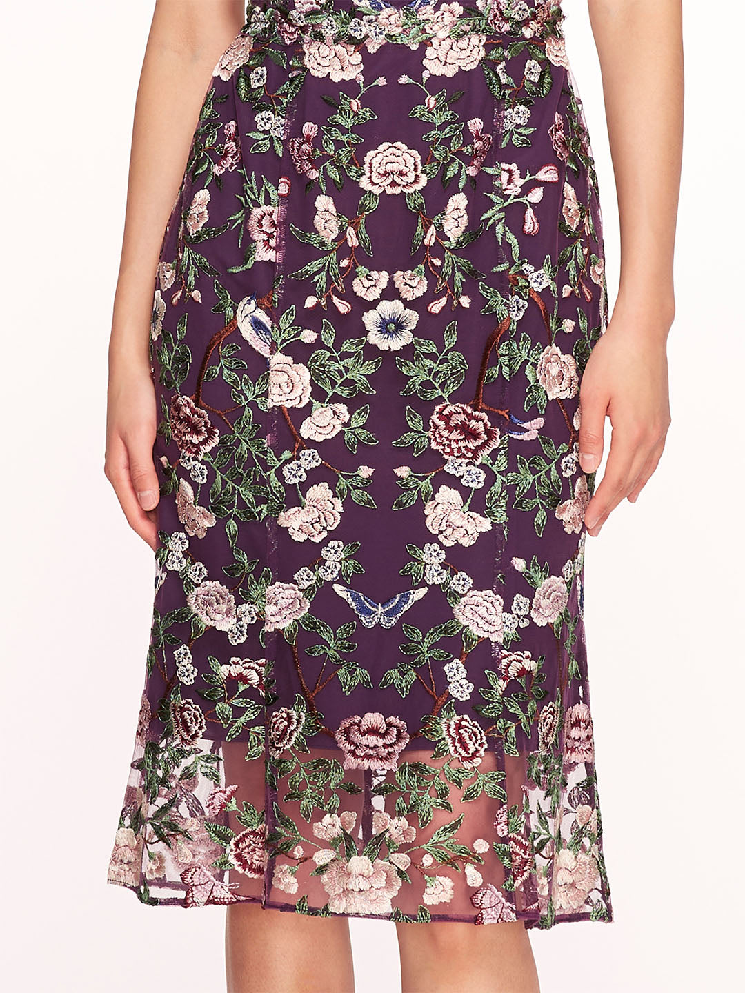 Botanical Embroidered Midi Dress | Marchesa