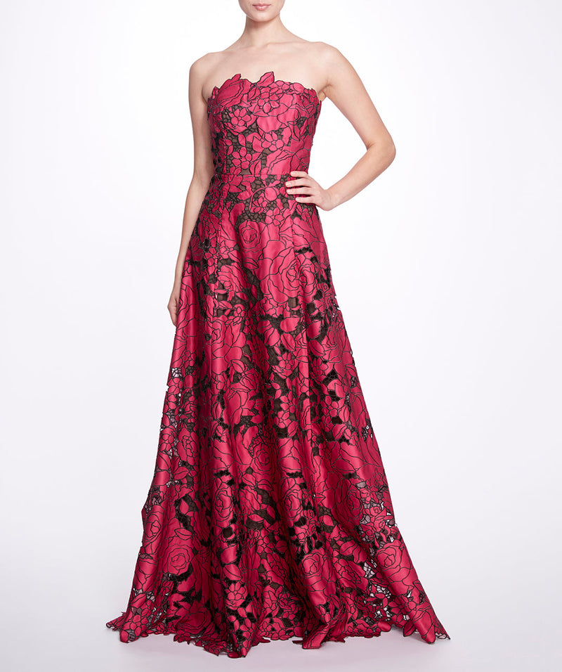 Satin Cutwork A-line Gown Marchesa