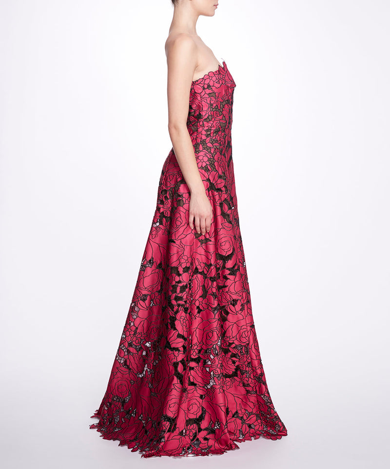 Satin Cutwork A-line Gown Marchesa
