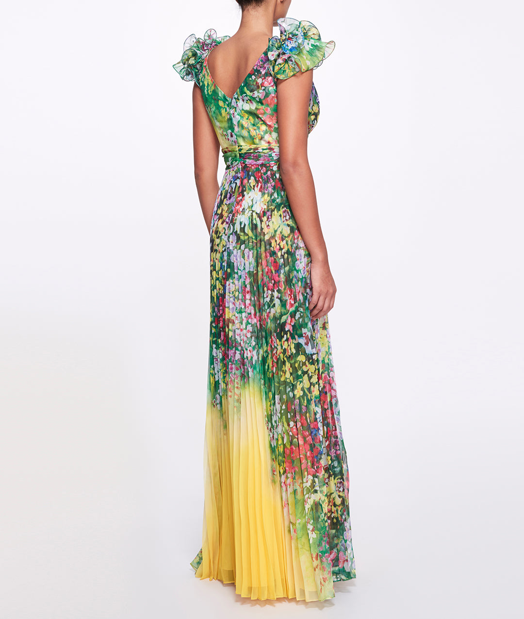 Pleated Chiffon Gown Marchesa