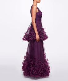 Textured Tiered Gown Marchesa
