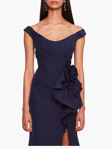 Taffeta Trumpet Midi Dress