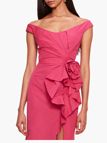 Taffeta Trumpet Midi Dress
