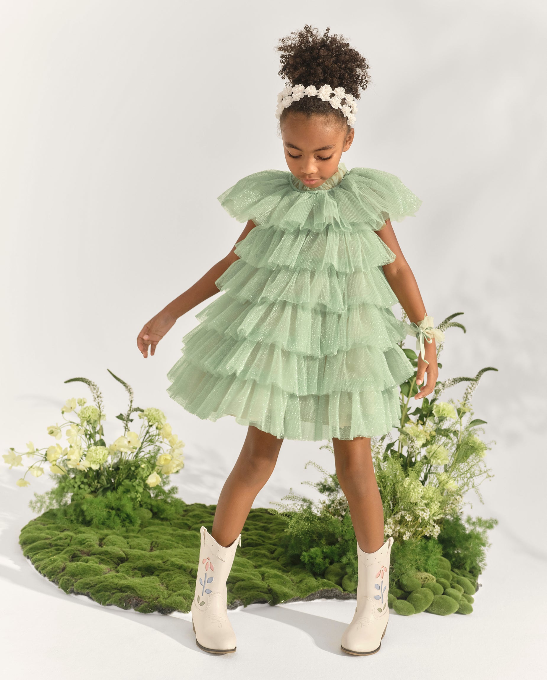 Marchesa Mini + Gymboree Pleated Tulle High Neck Dress