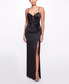 Sleeveless Beaded Stretch Charmeuse Column Gown | Marchesa