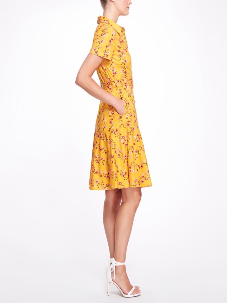 Stripe Print Mini Day Dress Marchesa