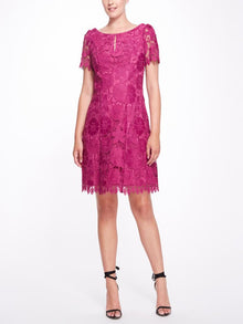 3D Floral Eyelet Shirt Dress Marchesa