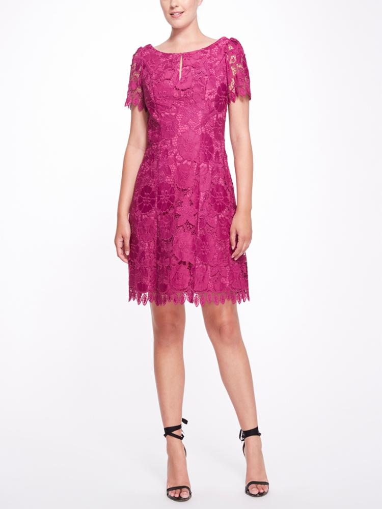 3D Floral Eyelet Shirt Dress Marchesa