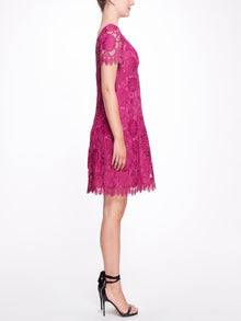 3D Floral Eyelet Shirt Dress Marchesa