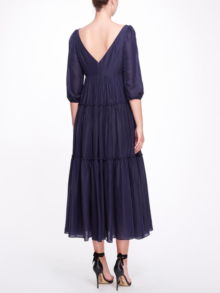 Bishop 3/4 Sleeve Day Dress Marchesa