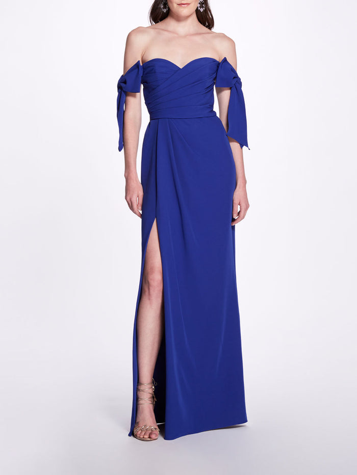 Off Shoulder Bow Sleeve Gown | Marchesa