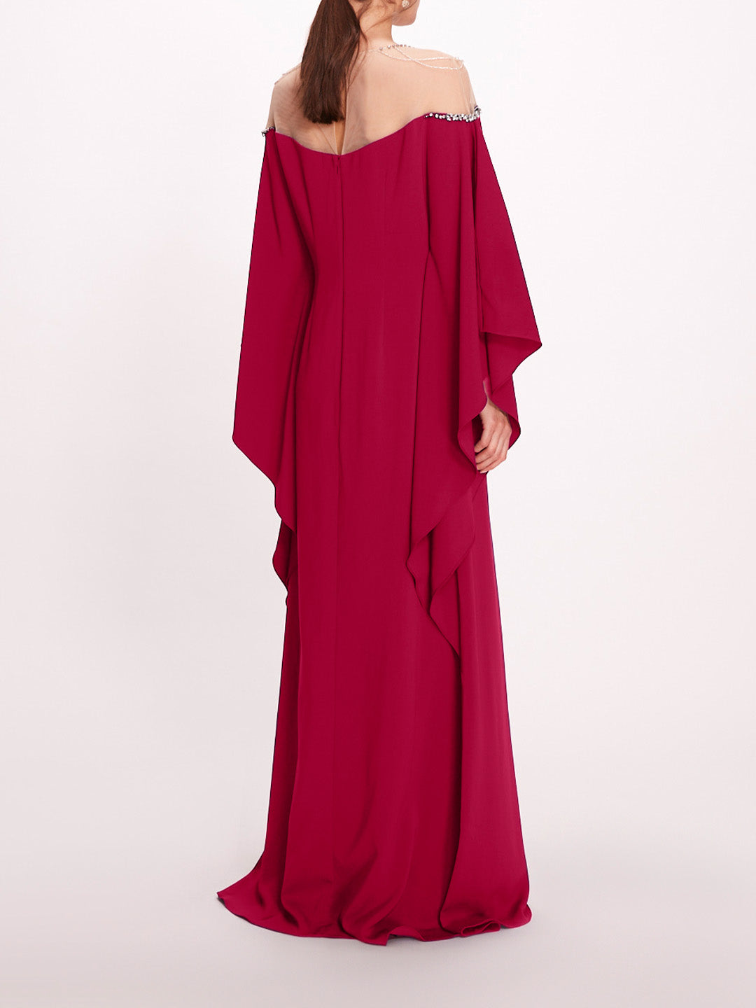 Embroidered Illusion Kaftan | Marchesa