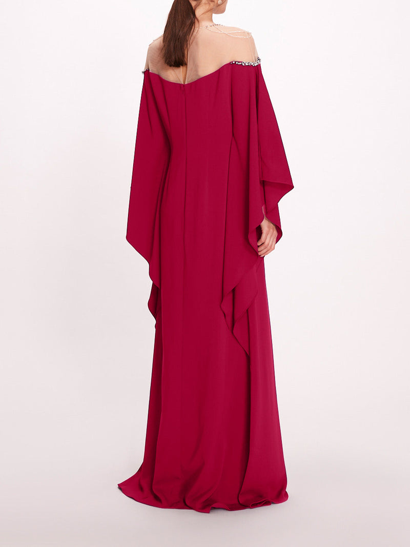 Embroidered Illusion Kaftan | Marchesa